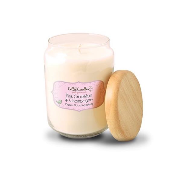 Large Pop Jar Pink Grapefruit candle, 100% organic plant wax blend, skin-safe, by Keans Claremorris