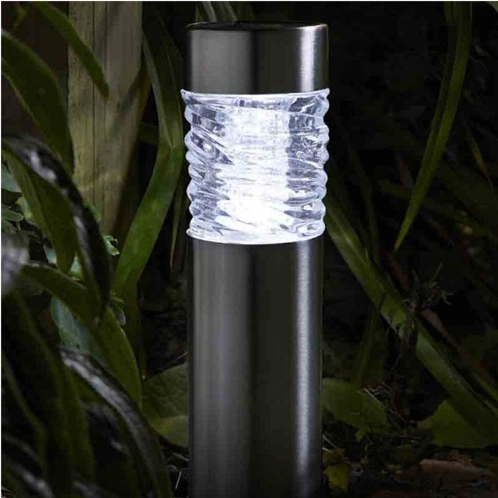 Smart Solar Superbright 10 Lumen Wave Bollard with stainless steel, glass wave design, solar-powered garden light - Keans