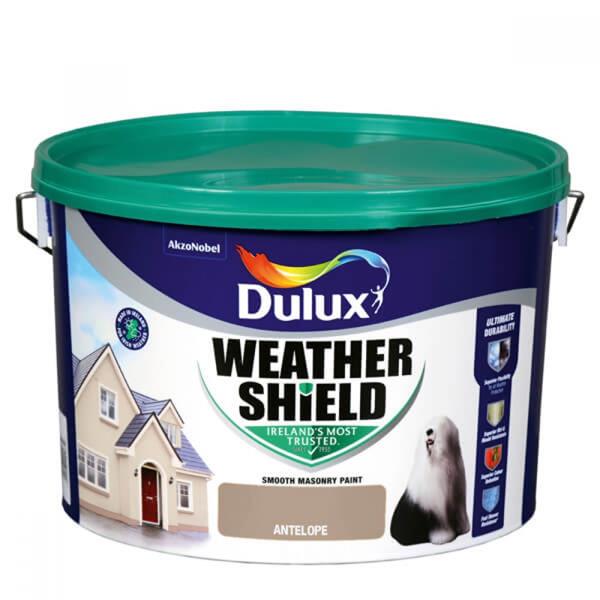 Dulux Weathershield Antelope Masonry Paint 10L, exterior, opaque, mould-resistant, water-based - Keans Claremorris