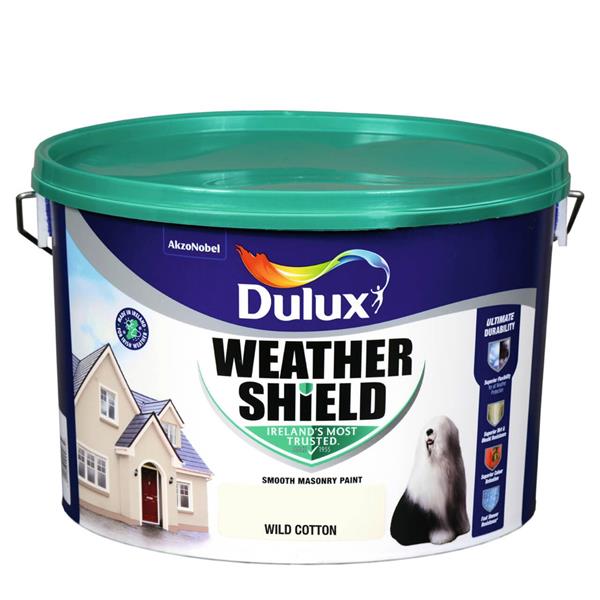 Dulux Weathershield Masonry Paint 10L Wild Cotton, exterior, opaque, anti-mould, anti-fade, water-based – Keans Claremorris