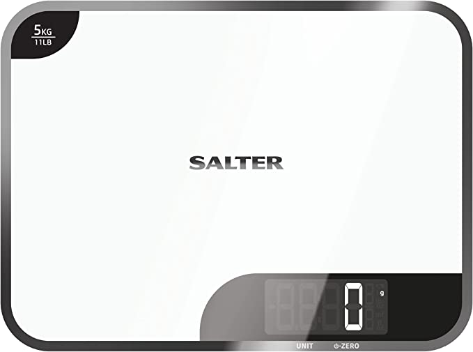 Salter Mini Max 5 Digital Kitchen Scale Clear White Glass