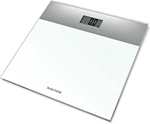 Salter 9206 electronic weighing scale in white with toughened glass, easy-read display, carpet feet – Keans Claremorris.