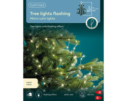 672L Warm White Micro LED Tree Lights with Flashing Effect, Silver Cable, Indoor/Outdoor, 7ft Tree - Keans Claremorris