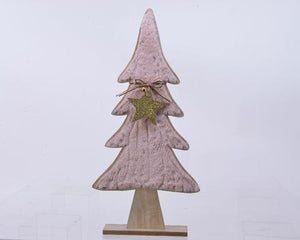 MDF FAUX FUR TREE PINK WITH GLITTER GOLD STAR