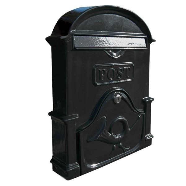 A4 Gloss Black Brosna Cast Aluminium Post Box, lockable, wall-mount, handcrafted in Ireland – Keans Claremorris