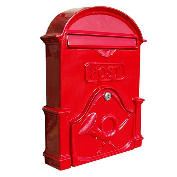 A4 Ruby Red Brosna Cast Aluminium Post Box, lockable, wall-mountable, handcrafted in Ireland – Keans Claremorris