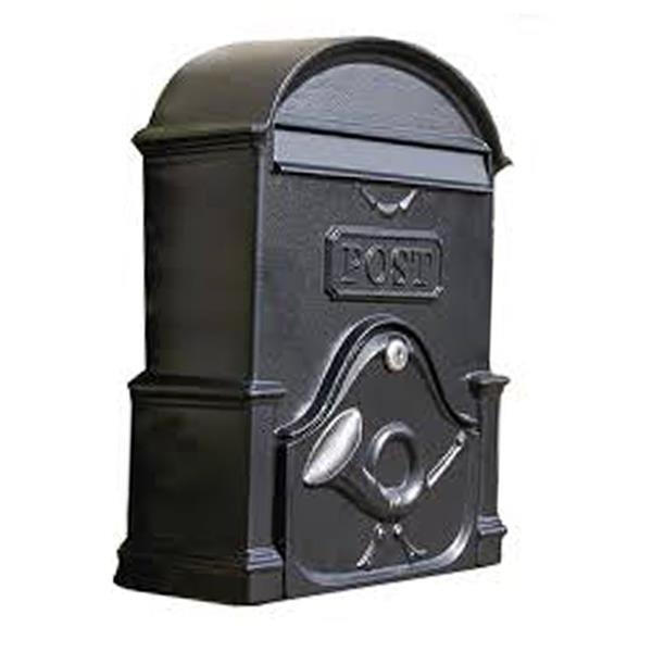 Deep A4 Black The Moy Post Box, handcrafted cast aluminum, secure key lock, wall mountable, 15L capacity – Keans Claremorris