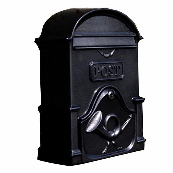 Deep A4 Gloss Black Moy Post Box, handcrafted cast aluminum, secure key lock, wall mountable, 15L capacity – Keans