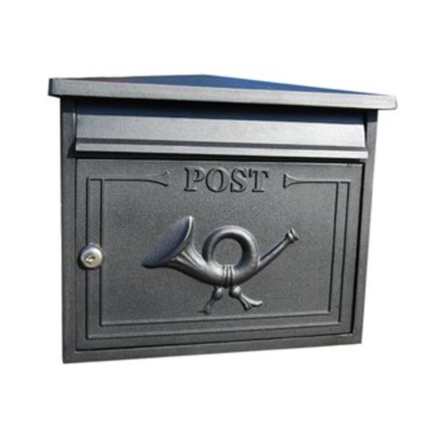 Antique Black Shannon Post Box, handcrafted cast aluminium, secure key lock, wall mountable, 26L capacity – Keans
