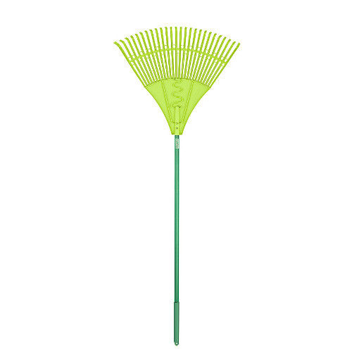Kent & Stowe Plastic Leaf Rake with durable plastic tines and steel shaft, lightweight design, dark green finish – Keans