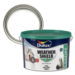 Dulux Weathershield Smooth Masonry Paint 10L in Pure Brilliant White, durable exterior finish - Keans Claremorris