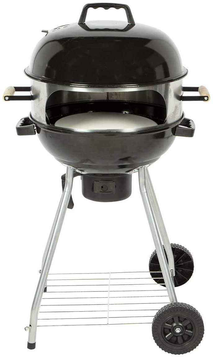 18" BBQ grill with pizza oven extension, perfect for outdoor cooking – available at Keans Claremorris.