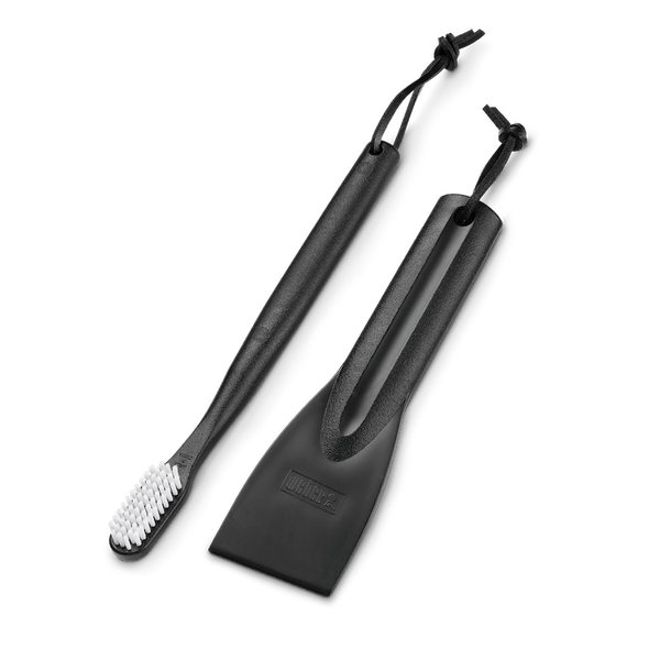 Gas Grill Maintenance Kit with flexible brush and angled scraper for BBQ cleaning, from Kean’s Claremorris. – online at