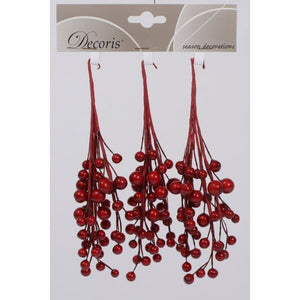Pack of Berries Pearlised 15cm Red