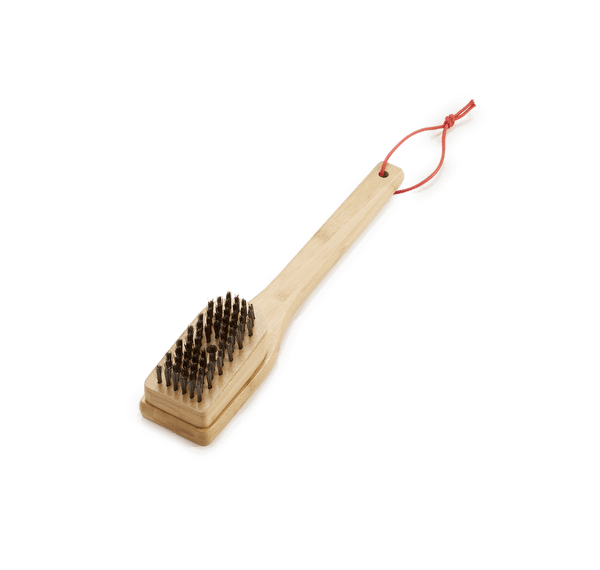Weber 30 cm bamboo grill brush with angled bristles for safe, efficient BBQ cleaning – available at Kean’s Claremorris. –