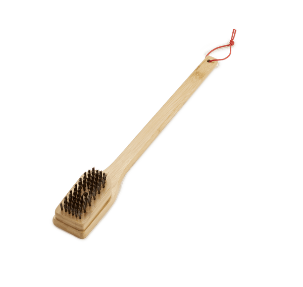Weber 46 cm bamboo grill brush with angled bristles, long handle for safe cleaning, eco-friendly, available at Kean’s