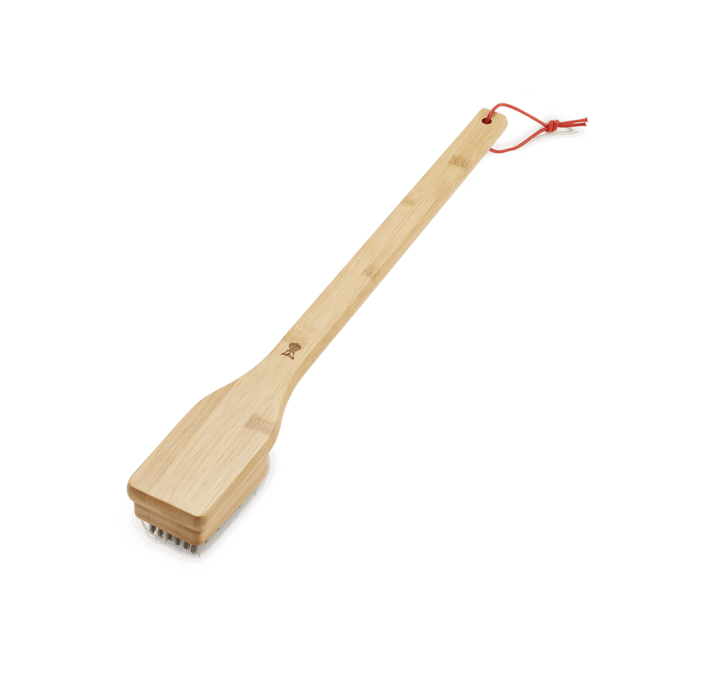 Weber 46 cm bamboo grill brush with durable bristles for easy cleaning – available at Keans Claremorris