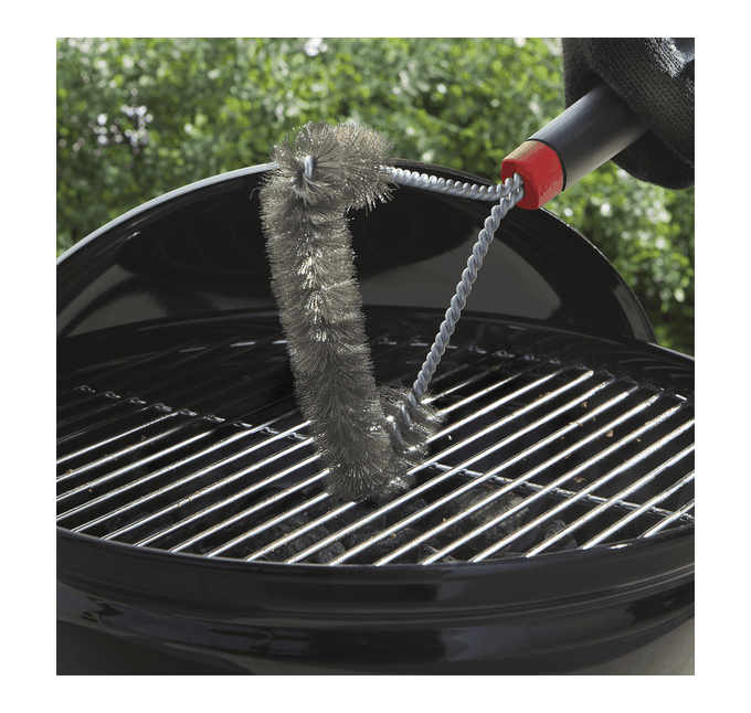 Weber 30 cm three-sided grill brush for easy cleaning, durable bristles – available at Keans Claremorris