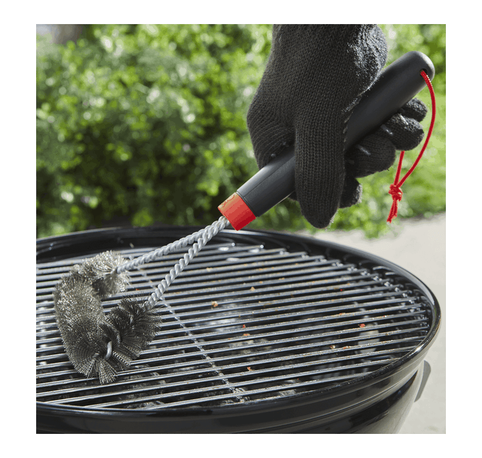 Weber 30 cm three-sided grill brush for easy cleaning, durable bristles – available at Keans Claremorris