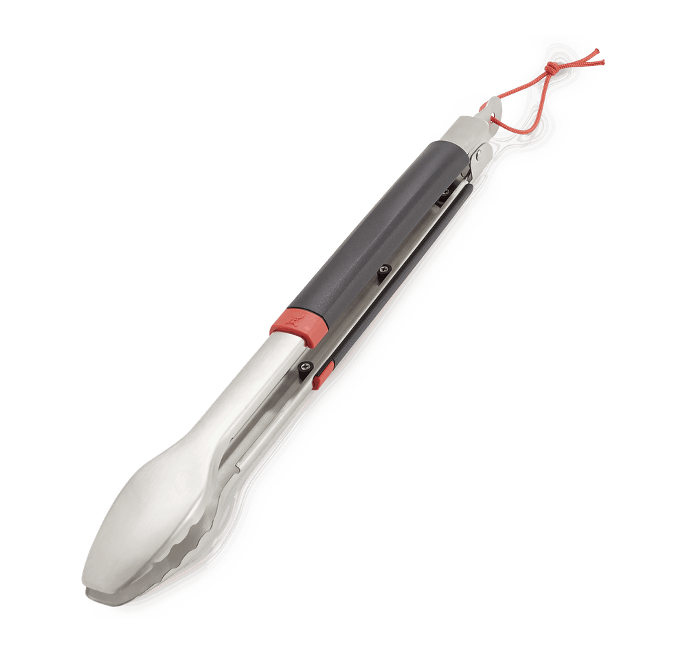 Weber Grill Tongs stainless steel BBQ tool with locking handle, dishwasher safe, hanging loop – available at Kean’s