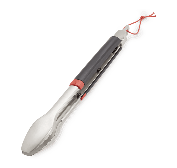 Weber Grill Tongs stainless steel BBQ tool with locking handle, dishwasher safe, hanging loop – available at Kean’s