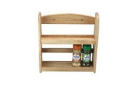 Wooden 2-tier spice rack by Keans Claremorris, wall or cabinet mount, holds approx. 10 jars, easy hand wipe clean.