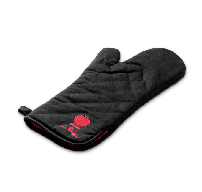 Weber Premium Grill Mitt Black with Extended Cuff, heat-resistant BBQ glove for grilling, available at Kean’s Claremorris. –