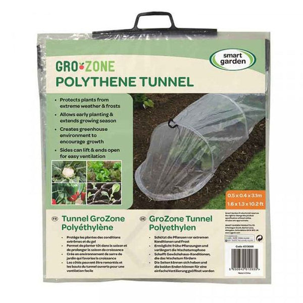 Smart Garden 3m Grozone polythene grow tunnel, 0.4x0.5x3.1m, temperature control, plant protection – Keans Claremorris