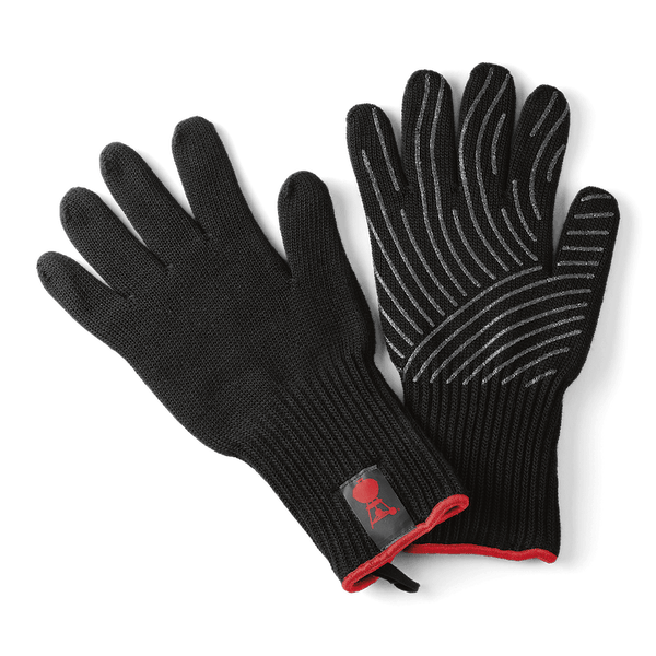 Black Premium Heat-Resistant BBQ Gloves S/M with silicone grip and extended cuffs, available at Kean’s Claremorris. – online