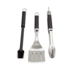 Weber Precision 3-Piece Grill Tool Set with stainless steel utensils, perfect for BBQ grilling – available at Keans