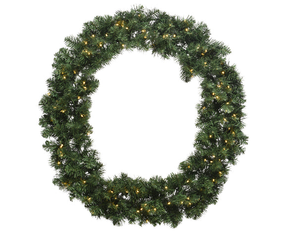Imperial wreath 50cm green with 40 warm white LED lights, indoor/outdoor, battery-operated, 6-hour timer - Keans Claremorris
