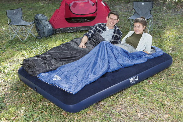 Pavillo Double Airbed with soft velour finish, durable, easy inflate, compact design – ideal for camping or guests | Keans