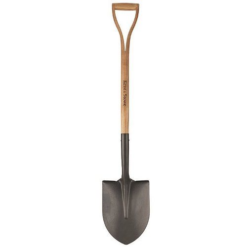 Kent & Stowe Carbon Steel Round Nose Shovel with forged steel head, ash wood handle, durable and ergonomic – Keans