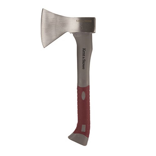 Kent & Stowe Forged Hand Axe 600g with carbon steel head and non-slip grip, ideal for garden and domestic wood cutting –