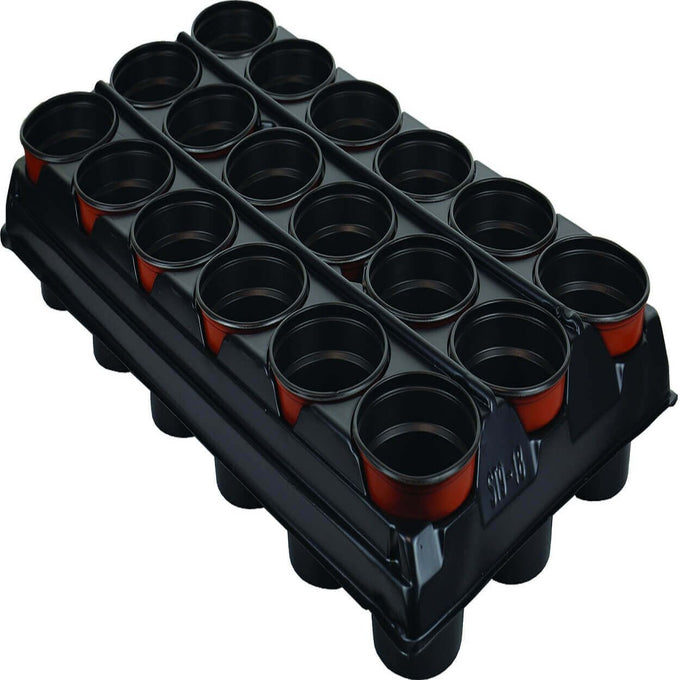 Growing Tray 18 Pot with 18 round 9cm pots, durable plastic, sturdy base for easy transplanting – Keans Claremorris.