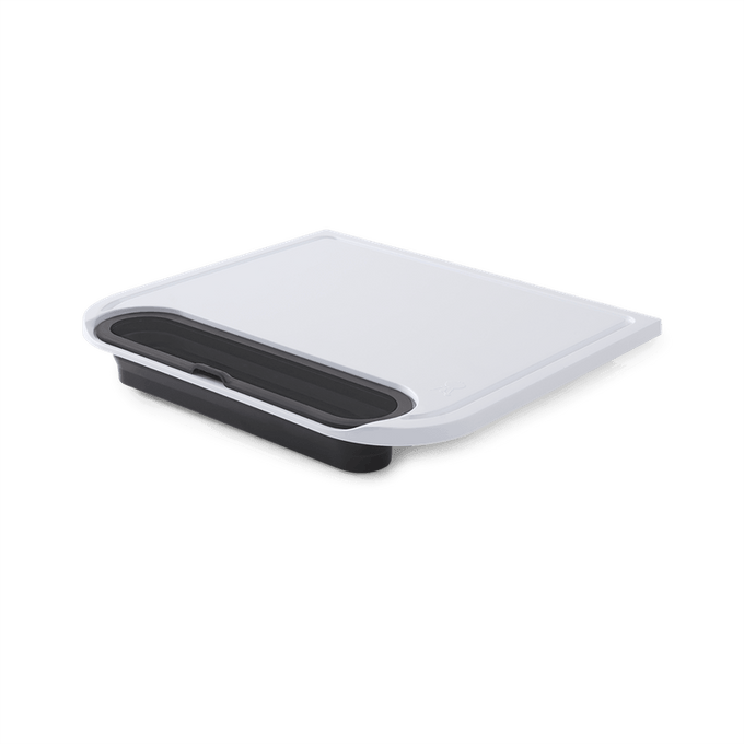 Weber Traveler Cut & Catch Cutting Board with removable catch bin, juice groove, collapsible design, available at Kean’s