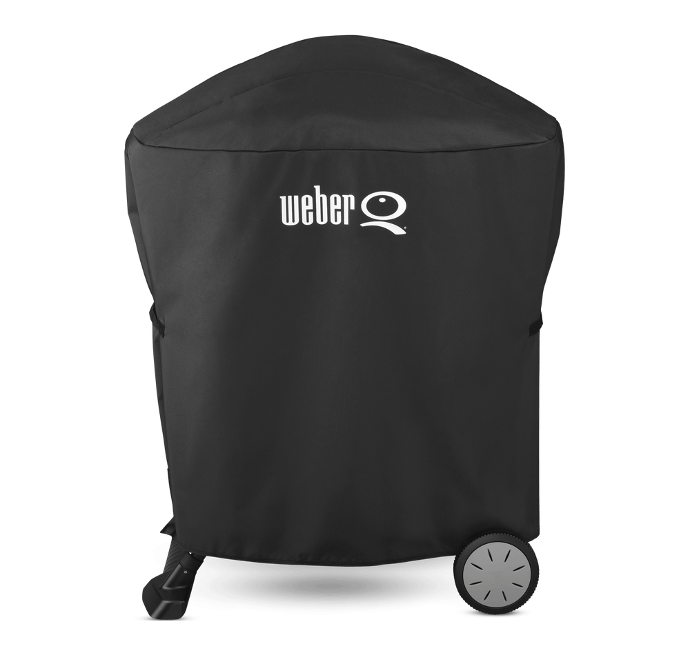 Weber 7120 Premium BBQ Cover, water-resistant polyester, fits Q 100/200 series with stand, durable all-weather protection,