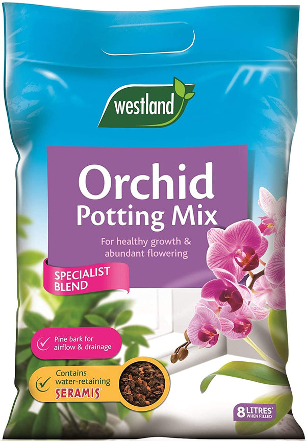 Orchid Potting Mix 8L with bark and seramis for moisture retention and airflow, promotes healthy roots and blooms – Keans