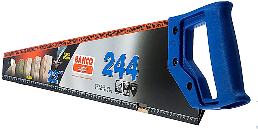 Bahco 244-22-U7 22" handsaw with high-frequency hardened teeth, universal tooth set, plastic handle – available at Kean’s