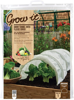 Grow It white fleece tunnel with PVC cover, steel frame, zipped ventilation, ideal for early vegetables – Keans Claremorris