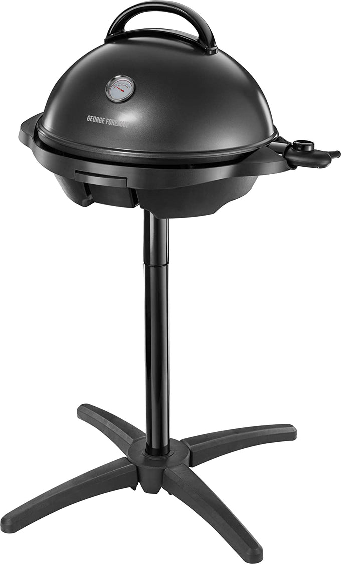 George Foreman Indoor Outdoor Grill with removable non-stick plate, adjustable temperature, collapsible stand – Keans