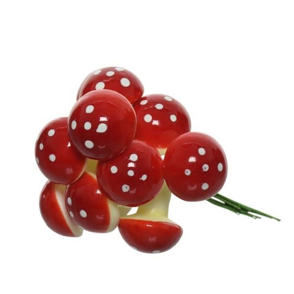 Plastic 2.5cm mushroom decorations bundle of 12, Christmas decor, non-edible, Keans Claremorris.