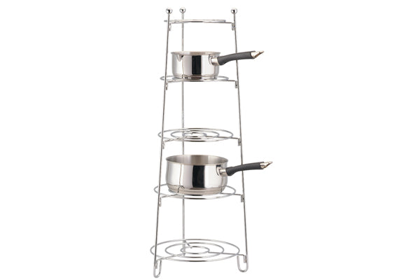 Chrome Saucepan Stand 5-Tier holds up to 5 saucepans, durable chrome finish - Keans Claremorris
