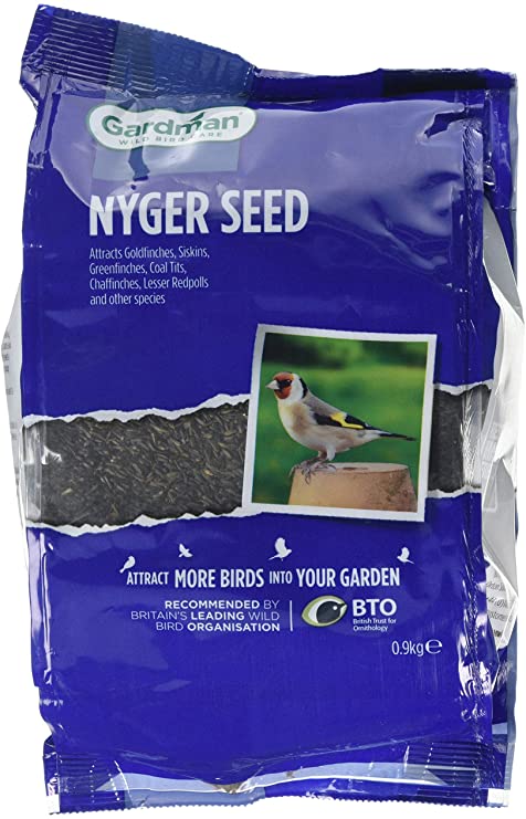 Gardman Nyger Seeds 850g, oil-rich black seeds attracting goldfinch, pine siskins, redpolls, ideal for nyger feeders - Keans