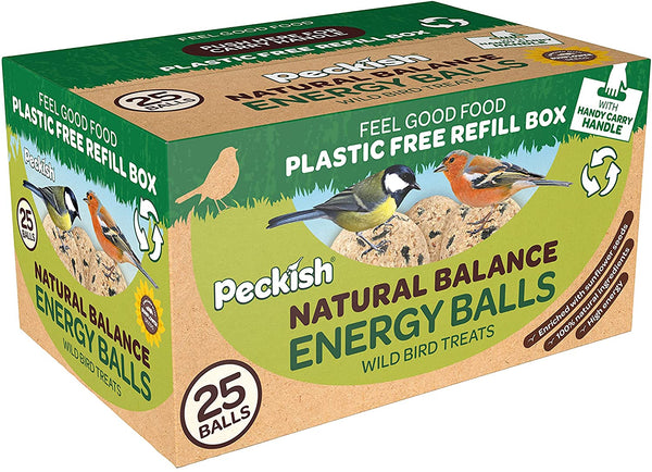 Peckish Natural Balance Energy Balls 25-pack, plastic-free, 100% natural bird food, sunflower seeds, Keans Claremorris.