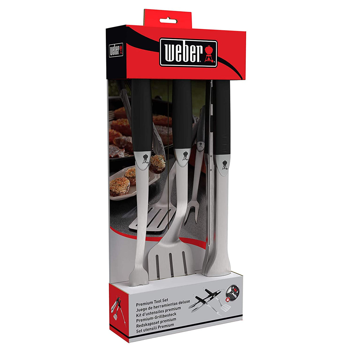 WEBER Premium Tool Set with durable stainless steel tools, perfect for grilling – available at Keans Claremorris.