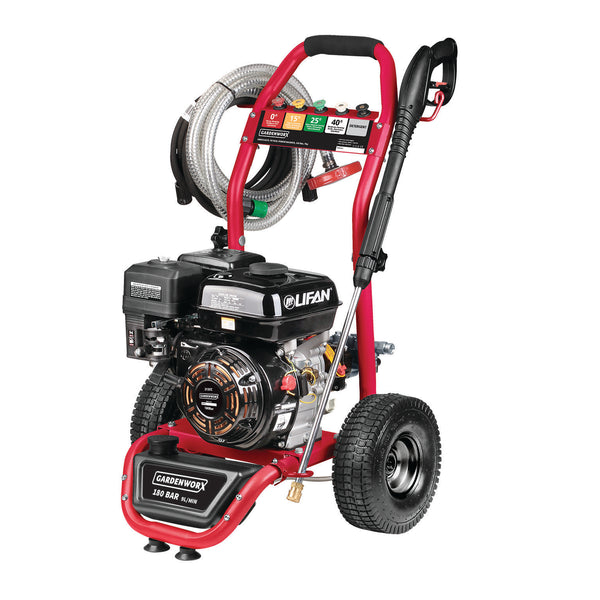 GardenWorx 7hp Petrol Pressure Washer 180 Bar with 5 nozzles, 7.5m hose, suction hose, and Lifan engine - Keans Claremorris