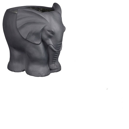 Grey elephant-shaped decorative pot, 39x30x35cm, perfect for indoor plants – available at Keans Claremorris.