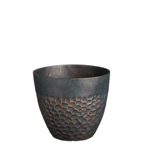 Green hammered Bravo round pot, 26x30.5cm, durable outdoor planter – Keans Claremorris