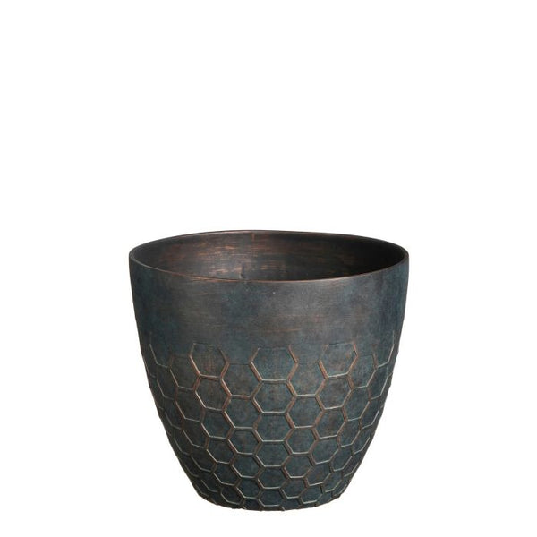 Bravo round green beehive plant pot, 26x30.5cm, lightweight polypropylene, UV and frost resistant – Keans Claremorris